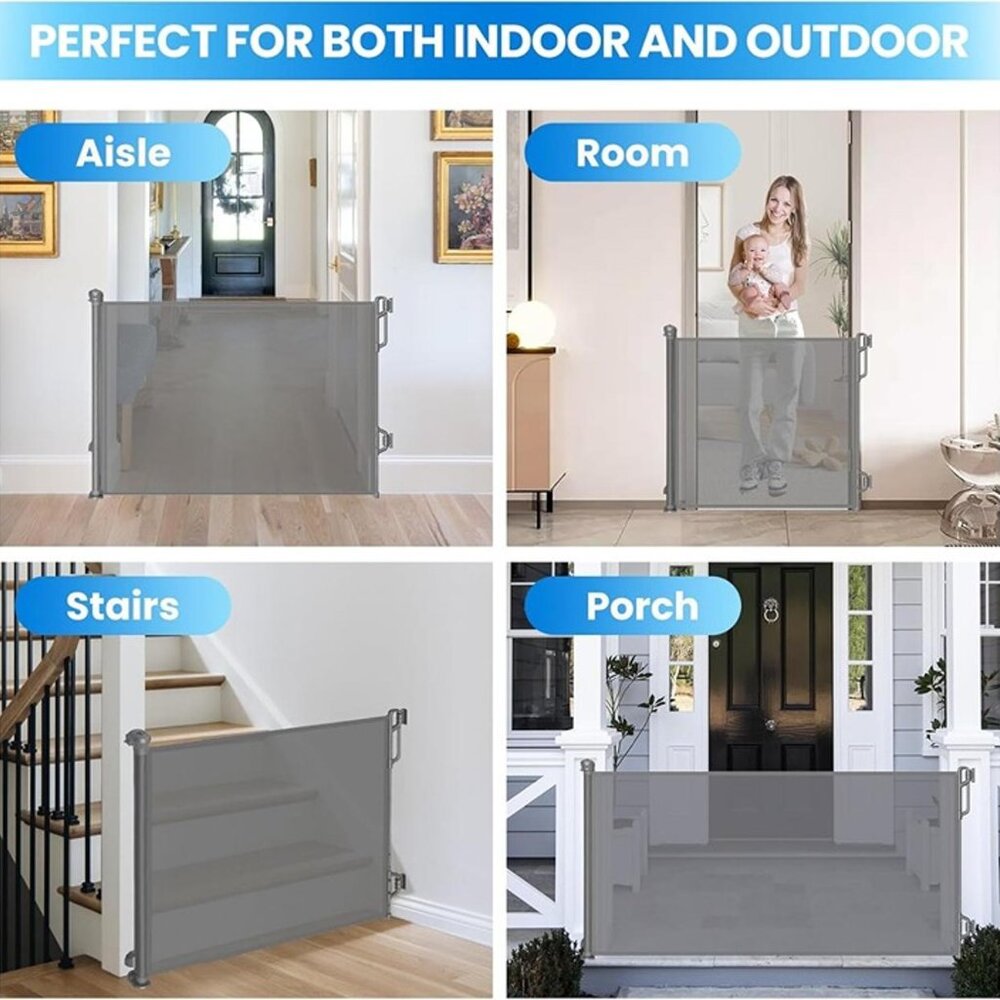 New Safety Baby Gate or Mesh Dog Gate, Durable Portable 33.5" Tall 55" Wide